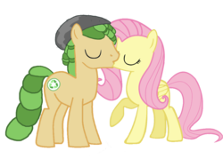Size: 1024x733 | Tagged: safe, artist:3d4d, fluttershy, sandalwood, earth pony, pegasus, pony, g4, base used, equestria girls ponified, female, kiss on the lips, kissing, male, ponified, sandalshy, shipping, simple background, straight, transparent background, vector