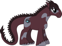 Size: 2831x2114 | Tagged: safe, artist:lightningbolt, oc, oc only, oc:muddy quartz, original species, pony, subterranean pony, g4, .svg available, augmented tail, bags under eyes, big, commission, ear fluff, fangs, high res, lidded eyes, male, show accurate, simple background, size difference, solo, spots, stallion, svg, tapered tail, transparent background, unshorn fetlocks, vector