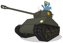 Size: 10000x6800 | Tagged: safe, artist:mrlolcats17, oc, oc only, oc:bolterdash, pegasus, pony, absurd resolution, female, hooves, mare, open mouth, sherman (tank), simple background, solo, spread wings, tank (vehicle), transparent background, wings