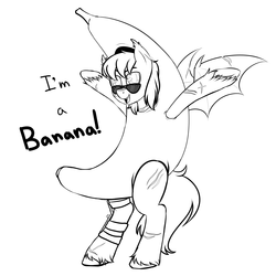 Size: 3000x3000 | Tagged: artist needed, safe, oc, oc:orion, bat pony, pony, ponyfinder, alchemist, banana, bat pony oc, clothes, costume, dungeons and dragons, food, high res, lineart, meme, pen and paper rpg, rpg, scar