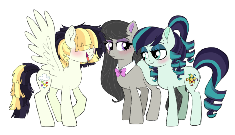 Safe Artist Unoriginai Coloratura Octavia Melody Songbird Serenade My Little Pony The Movie Alternate Hairstyle Bedroom Eyes Blushing Cute Female Lesbian Ot3 Polyamory Shipping Simple Background Sketched Transparent