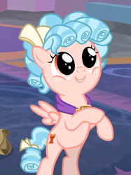 Size: 544x726 | Tagged: safe, screencap, cozy glow, pegasus, pony, g4, school raze, bipedal, cozybetes, cropped, cute, facade, female, filly, rearing, school of friendship, smiling, solo, spread wings, wings