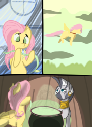 Size: 2039x2823 | Tagged: safe, artist:alltheworldbronyf, fluttershy, zecora, pegasus, pony, zebra, g4, comic, duo, female, flying, high res, history, mare, shadow, sky, story included