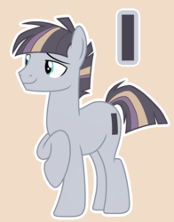 Size: 1180x1504 | Tagged: safe, artist:glowfangs, oc, oc only, oc:one liner, earth pony, pony, male, offspring, parent:maud pie, parent:mud briar, parents:maudbriar, reference sheet, solo, stallion