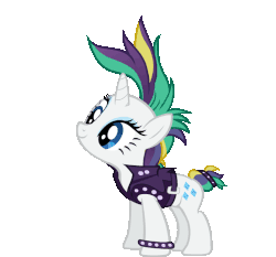 Size: 774x720 | Tagged: safe, artist:weegy, artist:weegygreen2, rarity, pony, unicorn, g4, it isn't the mane thing about you, alternate hairstyle, animated, dancing, female, headbang, mare, punk, raripunk, simple background, solo, transparent background
