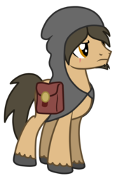 Size: 1400x2100 | Tagged: safe, artist:realgamerkitten, oc, oc only, oc:wild ace, earth pony, pony, cloak, clothes, male, saddle bag, simple background, solo, stallion, transparent background