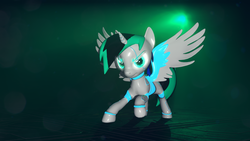 Size: 3840x2160 | Tagged: safe, artist:phoenixtm, oc, oc:archie cloud, alicorn, pony, robot, robot pony, 3d, alicorn oc, glowing, glowing eyes, glowing horn, high res, horn, shiny, source filmmaker