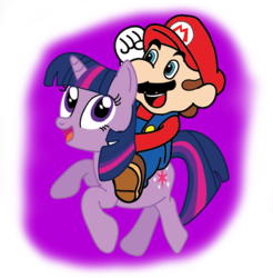 Size: 570x580 | Tagged: safe, artist:supermartoonxpert, twilight sparkle, alicorn, human, pegasus, pony, g4, barely pony related, crossover, humans riding ponies, male, mario, mario & sonic, mario & sonic at the london 2012 olympic games, mario & sonic at the olympic games, mario and sonic, mario and sonic at the olympic games, mario bros riding twilight, mario bros., nintendo, riding, riding a pony, super mario bros., twilight sparkle (alicorn)