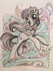 Size: 1536x2048 | Tagged: safe, artist:sara richard, octavia melody, earth pony, pony, g4, female, looking at you, mare, music notes, solo
