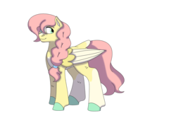 Size: 1280x854 | Tagged: safe, artist:itstechtock, fluttershy, pony, g4, alternate design, female, simple background, solo, transparent background, two toned wings