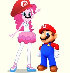 Size: 924x972 | Tagged: safe, pinkie pie, equestria girls, g4, my little pony equestria girls: better together, cap, crossover, geode of sugar bombs, hat, magical geodes, male, mario, mario hat, mario's hat, mariopie, super mario bros.