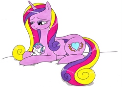 Size: 3493x2484 | Tagged: safe, artist:killerteddybear94, princess cadance, princess flurry heart, alicorn, pony, g4, cute, cutedance, cutie mark, duo, female, flurrybetes, foal, high res, mama cadence, mare, mother and daughter, princess cadance's cutie mark, sleeping, traditional art