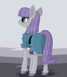 Size: 2773x3176 | Tagged: safe, artist:paskanaakka, derpibooru exclusive, maud pie, earth pony, pony, g4, clothes, colored hooves, dress, ear fluff, eyeshadow, female, high res, makeup, solo, unshorn fetlocks