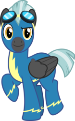 Size: 3748x6000 | Tagged: safe, artist:chainchomp2, thunderlane, pegasus, pony, g4, marks and recreation, .svg available, absurd resolution, clothes, goggles, looking at you, male, raised hoof, simple background, solo, stallion, transparent background, uniform, vector, wonderbolts uniform