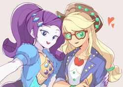 Size: 1280x907 | Tagged: safe, artist:kakumlp, applejack, rarity, human, equestria girls, festival filters, g4, my little pony equestria girls: better together, cute, daaaaaaaaaaaw, female, jackabetes, lesbian, music festival outfit, raribetes, selfie, ship:rarijack, shipping