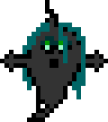 Size: 480x540 | Tagged: safe, artist:eddy original, queen chrysalis, changeling, changeling queen, ghost, g4, female, it is a mystery, pixel art, simple background, solo, transparent background