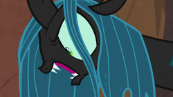 Size: 1920x1080 | Tagged: safe, screencap, queen chrysalis, changeling, changeling queen, frenemies (episode), g4, angry, fangs, female, open mouth, solo, wide eyes