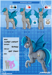 Size: 898x1280 | Tagged: safe, artist:jcosneverexisted, oc, oc only, oc:clover knight, bat pony, pony, butt, commission, female, flying, looking at you, patreon, plot, reference sheet, solo