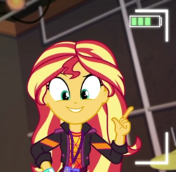 Size: 540x530 | Tagged: safe, sunset shimmer, equestria girls, g4, how to backstage, my little pony equestria girls: better together, clothes, female, jacket, selfie drone, solo