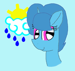 Size: 1868x1780 | Tagged: safe, artist:徐詩珮, spring rain, pony, unicorn, g4, my little pony: the movie, blue background, cute, cutie mark, cutie mark background, female, mare, ms paint, simple background, springbetes