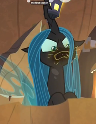 Size: 412x530 | Tagged: safe, screencap, queen chrysalis, changeling, changeling queen, frenemies (episode), g4, cropped, female, gag, solo