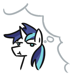 Size: 245x257 | Tagged: safe, artist:jargon scott, edit, shining armor, pony, g4, bust, cropped, imagination, male, meme fuel, meme template, simple background, solo, thought bubble, white background