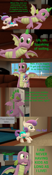 Size: 1920x6480 | Tagged: safe, artist:papadragon69, princess flurry heart, spike, alicorn, dragon, pony, comic:spike's cyosa, g4, 3d, baby, comic, crystal empire, cyoa, diaper, diaper change, implied diaper usage, older, older spike, source filmmaker, teenage spike, teenager, tempting fate, winged spike, wings