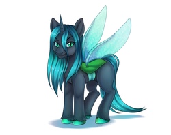 Size: 2400x1900 | Tagged: safe, artist:arinadler, queen chrysalis, changeling, changeling queen, pony, g4, female, holeless, looking at you, ponified, simple background, solo, unshorn fetlocks, white background