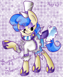 Size: 500x610 | Tagged: safe, artist:anggrc, sapphire shores, earth pony, pony, g4, bedroom eyes, clothes, cute, female, hat, hoof shoes, looking at you, mare, solo
