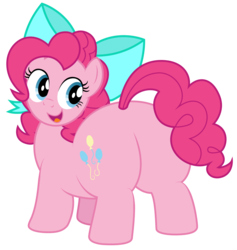 Size: 2858x3017 | Tagged: safe, artist:aleximusprime, pinkie pie, earth pony, pony, g4, balloonbutt, bow, butt, cute, diapinkes, fat, female, hair bow, high res, large butt, looking back, mare, older pinkie pie, plot, plump, pudgy pie, rear view, simple background, solo, thick, transparent background