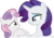 Size: 5999x4228 | Tagged: safe, artist:cloudy glow, rarity, sweetie belle, pony, unicorn, crusaders of the lost mark, g4, .ai available, absurd resolution, belle sisters, bust, duo, female, filly, foal, hoof hold, lidded eyes, mare, siblings, simple background, sisters, transparent background, vector