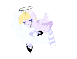 Size: 1600x1237 | Tagged: safe, artist:firepetalfox, oc, oc only, pegasus, pony, clothes, cloud, simple background, sleeping, socks, solo, striped socks, transparent background