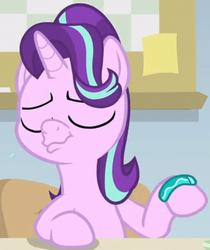 Size: 725x862 | Tagged: safe, screencap, starlight glimmer, pony, unicorn, g4, season 9, student counsel, bracelet, cropped, eyes closed, faic, female, jewelry, majestic as fuck, mare, silly, silly pony, solo, starlight's bracelet