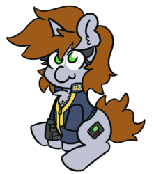 Size: 750x850 | Tagged: safe, artist:threetwotwo32232, oc, oc only, oc:littlepip, pony, unicorn, fallout equestria, :3, chest fluff, clothes, cute, ear fluff, fanfic, fanfic art, female, hooves, horn, jumpsuit, mare, no pupils, ocbetes, pipabetes, pipbuck, simple background, sitting, solo, transparent background, vault suit
