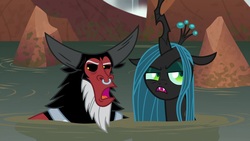 Size: 1920x1080 | Tagged: safe, screencap, lord tirek, queen chrysalis, changeling, changeling queen, frenemies (episode), g4, female