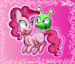Size: 700x600 | Tagged: safe, artist:lopez765, pinkie pie, g4, crossover, final space, mooncake (final space)