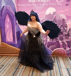 Size: 2093x2260 | Tagged: safe, princess luna, human, g4, breasts, cleavage, clothes, convention, cosplay, costume, dress, everfree northwest, everfree northwest 2019, high res, irl, irl human, photo
