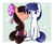 Size: 1226x1000 | Tagged: safe, artist:lilliesinthegarden, oc, oc only, oc:peachypups, oc:protocat, pony, blushing, bow, cheek kiss, clothes, cute, duo, hair bow, kissing, passepartout, socks