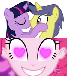 Size: 852x955 | Tagged: safe, artist:mlpfan3991, comet tail, pinkie pie, twilight sparkle, coinky-dink world, equestria girls, g4, my little pony equestria girls: summertime shorts, female, heart, heart eyes, male, meme, pinkie's eyes, ship:cometlight, shipping, shipping domino, straight, wingding eyes