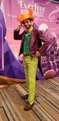 Size: 1610x3302 | Tagged: source needed, safe, thorax, human, g4, bowtie, clothes, convention, cosplay, costume, everfree northwest, everfree northwest 2019, glasses, hat, irl, irl human, king thorax, male, photo, top hat, vest