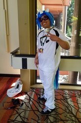 Size: 2032x3077 | Tagged: safe, dj pon-3, vinyl scratch, human, g4, clothes, convention, cosplay, costume, everfree northwest, everfree northwest 2019, high res, irl, irl human, photo