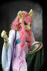 Size: 665x1000 | Tagged: safe, artist:essorille, fluttershy, anthro, g4, clothes, embroidery, female, fursuit, irl, photo, sewing, solo
