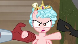 Size: 1920x1080 | Tagged: safe, screencap, cozy glow, lord tirek, queen chrysalis, changeling, changeling queen, pegasus, pony, frenemies (episode), g4, better way to be bad, cozy glow is not amused, crown, female, filly, foal, jewelry, regalia