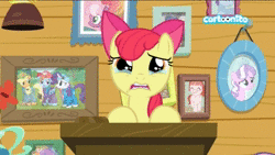 Size: 1280x720 | Tagged: safe, screencap, apple bloom, babs seed, scootaloo, sweetie belle, earth pony, pegasus, pony, unicorn, the last crusade, adorabloom, animated, cartoonito logo, crying, cute, cutealoo, cutie mark, cutie mark crusaders, diasweetes, female, filly, foal, no sound, sad, the cmc's cutie marks, trio, uvula, webm