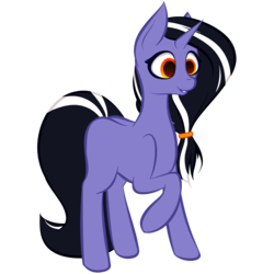 Size: 5000x5000 | Tagged: safe, artist:those kids in the corner, oc, oc only, pony, unicorn, absurd resolution, female, hair tie, mare, ponytail, raised hoof, smiling, solo, transparent