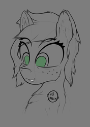 Size: 1038x1468 | Tagged: safe, artist:enragement filly, oc, oc:filly anon, pony, badge, female, filly, sketch