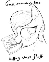 Size: 954x1206 | Tagged: safe, artist:enragement filly, oc, oc:filly anon, pony, cheetos, dialogue, female, filly, sketch