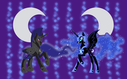 Size: 2560x1600 | Tagged: safe, artist:alicehumansacrifice0, artist:trotsworth, edit, nightmare moon, g4, cutie mark, darkhorse knight, rule 63, self ponidox, wallpaper, wallpaper edit