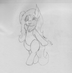 Size: 2712x2759 | Tagged: safe, artist:wapamario63, fluttershy, pony, g4, bipedal, clothes, cute, female, high res, mare, missing cutie mark, monochrome, one-piece swimsuit, solo, swimsuit, traditional art