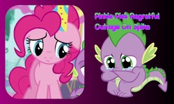 Size: 3072x1842 | Tagged: safe, pinkie pie, spike, amending fences, dragon quest, g4, party of one, crying, fanfic, fanfic art, fanfic cover, female, male, sad, ship:pinkiespike, shipping, straight, teary eyes